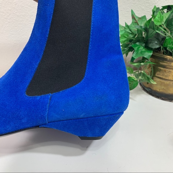 Bimba Y Lola Chelsea Boots Blue Suede Pointed Toe - Picture 3 of 11